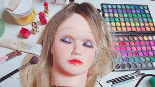 ASMR blonde badde makeup look 🫦😍🎀💛 on a mannquin whispering asmr [upl. by Tehc]