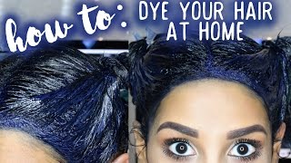 How To Dye Your Hair At Home BLUE BLACK [upl. by Lebbie]