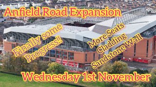 Anfield Road Expansion  Liverpool FC  1st November  progress update finally some progress to see [upl. by Ilanos192]