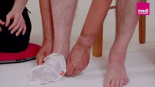 medi UK how to apply mediven plus® below knee open toe using a slipper sock [upl. by Eckardt]