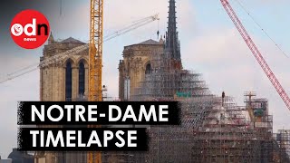 Stunning Timelapse of Rebuilt NotreDame Spire Reveal [upl. by Aronel]