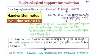 Ontogeny Recapitulates Phylogeny  Embryological support for evolution  Handwritten notes [upl. by Odanref986]