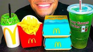 ASMR MCDONALDS CHEESEBURGERS FRENCH FRIES OREO MCFLURRY ICECREAM GREEN FLAVOR MUKBANG EATING SOUNDS [upl. by Maltz667]