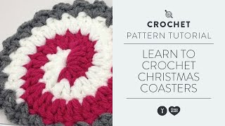 Learn to Crochet Christmas Coasters [upl. by Llenahc960]