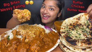 SPICY BUTTER CHICKEN 🔥 WITH JEERA RICE AND BUTTER NAAN  BIG BITES MUKBANG  FOOD EATING VIDEOS [upl. by Ynaffital73]