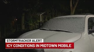 Icy conditions in Midtown Mobile [upl. by Mccoy]