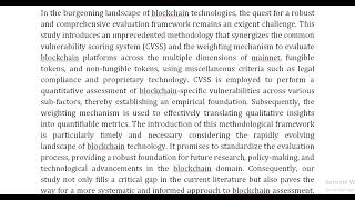 Methodological Advancements in Standardizing Blockchain Assessment [upl. by Adiv]