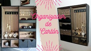 ORGANIZADOR DE CARTON PARA JOYERIA Y ACCESORIOS DE PARED  DIY CARDBOARD JEWELRY ORGANIZER [upl. by Ahsetra621]