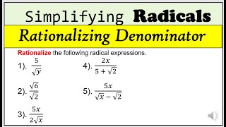 Tagalog Rationalizing the denominator rationalization rationalize simplifyingradicals radical [upl. by Yeliw]