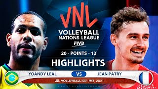 Brazil vs France  VNL 2021  Semifinal  Highlights  Yoandy Leal vs Jean Patry [upl. by Cybil491]