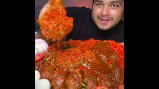 ASMR SPICY PUNJABI CHICKEN CURRY🔥SCHEZWAN FRIED RICE AND EGGS asmr shorts mukbang eatingshow [upl. by Noned]