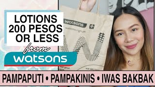 TOP 5 PAMPAPUTI AT PAMPAKINIS LOTIONS FROM WATSONS LESS THAN P200  Martha Jante 🐚 [upl. by Rahmann]