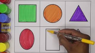 Learn 6 Basic Shapes and Colors for kids  Square Circle Triangle Oval Rectangle Diamond [upl. by Aseeram642]