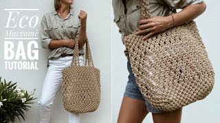 DIY Macrame Eco BagHow To Make A Macrame BagStep By StepTorba ze sznurkaTorba Z Makramy [upl. by Ennyroc]