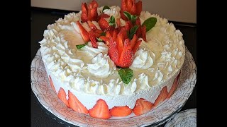 Fraisier facile et rapide recette simplifiée à la chantilly mascarpone [upl. by Yettie432]