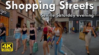 🛍️Saturday Evening Shopping Streets in Seville  4k Virtual Walking Tour Spain 🇪🇸 [upl. by Vange]