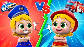 Police Girl vs Fire Girl Song 🚓🚒🚑  Super Rescue Kid  NEW✨ Nursery Rhymes For Baby [upl. by Ludmilla]