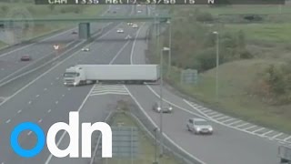 Horrifying Watch lorry driver pull a uturn on M6 toll road after driving the wrong way [upl. by Ranie891]