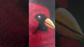 Red Cardinal  Folk Art Acrylic Painting 5x5 [upl. by Burkhardt642]