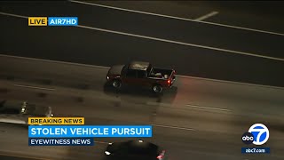 FULL CHASE Driver leads authorities on wild pursuit through LA before arrest [upl. by Kile297]