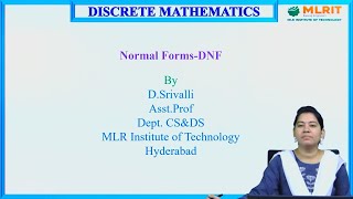 LEC07 Discrete mathematics  Normal FormsDNF by Ms D Srivalli [upl. by Ocko]