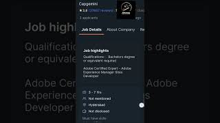 CAPGEMINI HIRING ADOBE AEM PROFESSIONAL  JOBS4HIRE [upl. by Alrahs]