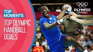 Incredible mens Handball Goals of the Olympics Games  Top Moments [upl. by Aninat]