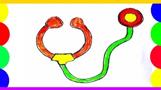 how to draw a stethoscope for kids  stethoscope drawing easy  doctor equipment drawing [upl. by Eaj]