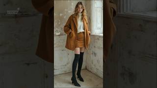 2024 Winter fashions  suede jacket amp mini skirt styles outfits [upl. by Nabal]