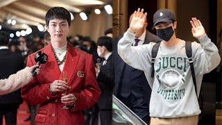 After Gucci Fashion Show BTS Jin From Milan and Return to Korea  Full Video [upl. by Ambrosi]