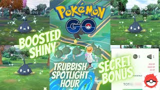 SHINY BOOSTED SPAWNS✨ Pokemon Go Trubbish Spotlight Hour [upl. by Yunfei866]