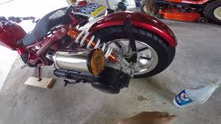 How to change the transmission oil on a 150cc scooterPrima magnetic drain bolt install [upl. by Baptlsta]