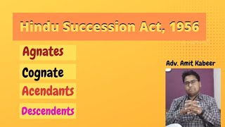 Cognate Agnates Acendants Descendents  Hindu Succession Act 1956 [upl. by Lotte]