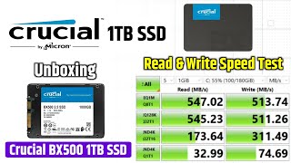 Crucial BX500 1TB SATA SSD Unboxing amp Actual Speed Test  Crucial SSD Read amp Write Speed Test [upl. by Halac]