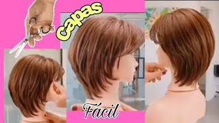 Estilo y Elegancia Corte para mujer en Capas SemiCortas muy fácil de hacer HairCut [upl. by Airtal]