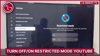 LG Smart TV How to Turn OffOn Restricted Mode on YouTube [upl. by Pepin312]