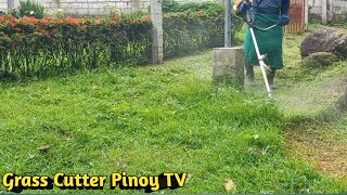 TRIMMING THE GRASS NEAR THE DIRT ROAD AND SLOPE AREA [upl. by Chiou489]