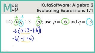 Kuta Software Algebra 2 Evaluating Expressions [upl. by Odlanier525]