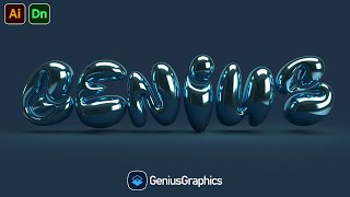 How to Create Bubble text in Adobe Illustrator and Add Materials and Render it in Adobe Dimension [upl. by Hansel]