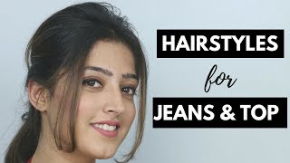 2 Easy Hairstyles for Jeans and Top Hindi [upl. by Annaed]