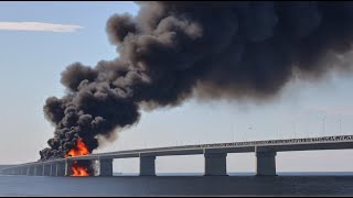 THE CRIMEA BRIDGE IS LOST FOREVER US F16 Pilot Burns 890 Tons of Russian Ammunition [upl. by Olwen27]