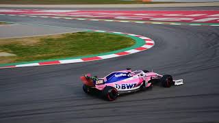 Perez and the new RACING POINT RP19 F1 testing 2019 [upl. by Ofori]