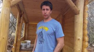 DIY homestead log construction outhouse [upl. by Earissed]