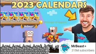 New MrBeast Sponsored Item  Opening 200 Winterfest Calendars BEAST MASK OMG  GrowTopia [upl. by Benji]