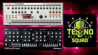 Roland Techno Squad TR 909 vs SE 02 Minimoog clone [upl. by Elvera]