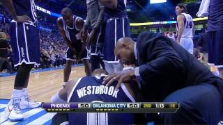 Russel Westbrooks BLOODY injury hit by Luis Scola 20121231SunsThunder720p [upl. by Roxine]