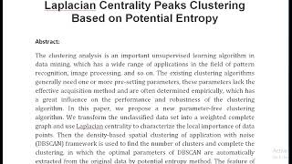 Laplacian Centrality Peaks Clustering Based on Potential Entropy [upl. by Aztiley]