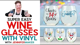 DIY Easy Personalized Wine Glasses with Vinyl and a Cricut  For Beginners [upl. by Omora]