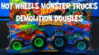 Motosaurus Vs MegaWrex  HOT WHEELS MONSTER TRUCKS DEMOLITION DOUBLES [upl. by Nyloc]