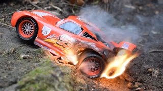 RC Lightning McQueen Big Burnout Ends In Flames [upl. by Eidson]